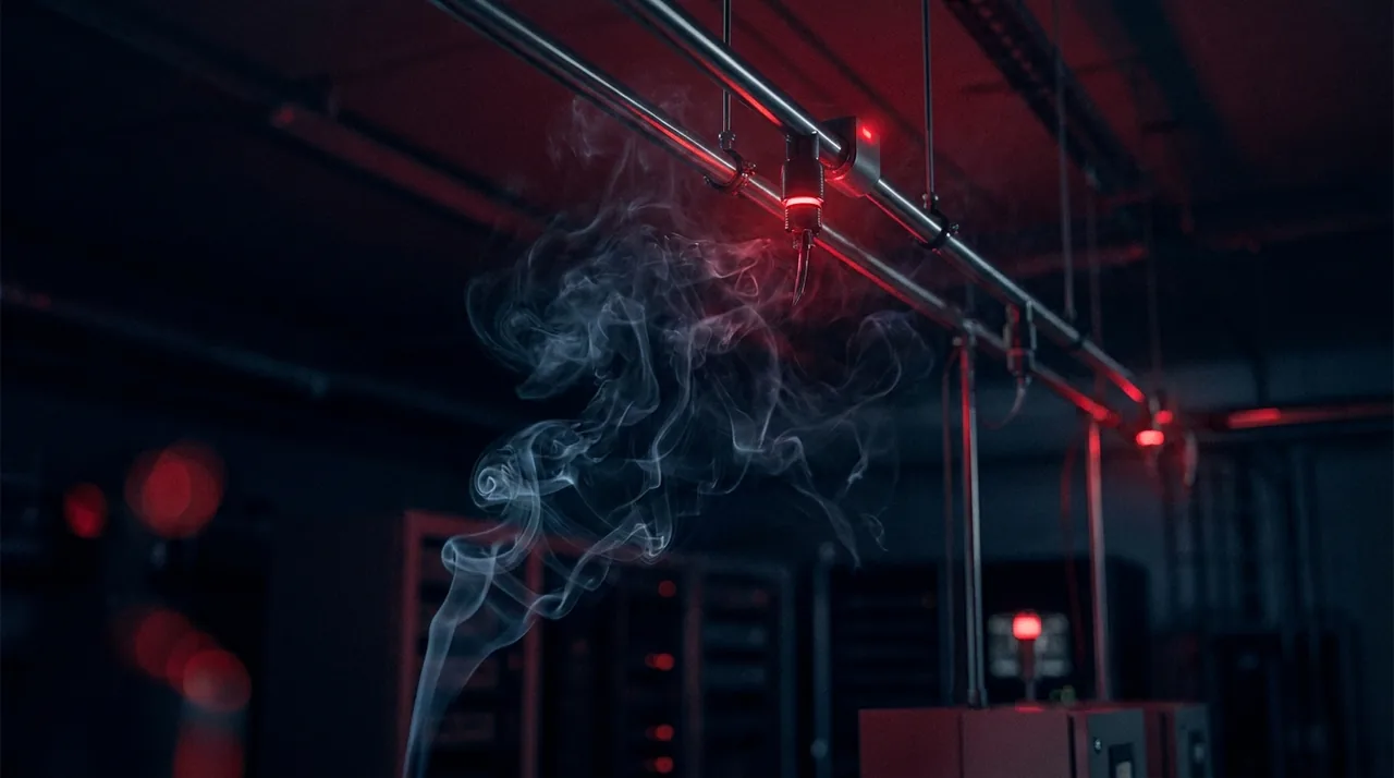תמרות עשן ראשוניות נמשכות אל צנרת גילוי בחלל קריטי
